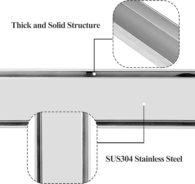 18 Inch Linear Shower Drain Brushed Floor Drain with Removable 2-in-1 Tile Insert Grate Cover and SUS304 Stainless Steel CUPC Certificate (18 inch)