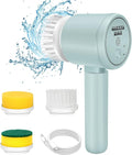 Electric Spin Scrubber, 3-in-1 Cordless Rechargeable Shower Scrubber with 3 Replaceable Cleaning Brush Heads for Bathroom/Kitchen/Floor/Tile