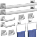 Bathroom Hardware Accessories Set: 10-Pieces Bath Towel Bar Set, Towel Racks for Bathroom Wall Mounted, SUS304 Stainless Steel, Brushed Nickel