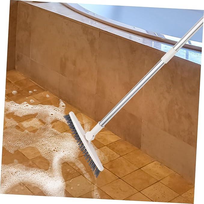 Handle Rotatable Floor Scrub Brush for Cleaning Bathroom Shower Window Tracks Stiff Bristles for Stubborn Grout Hard Reach Areas Lightweight Portable Design