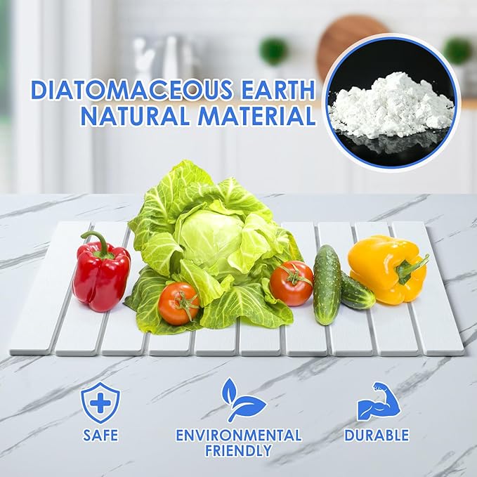 Stone Drying Mat for Kitchen Counter, Large Quick Dry Stone Dish Drying Mat Collapsible, Foldable Diatomaceous Earth Absorbent Bath Mat for Dishes Utensils Countertop Bathroom 23"(L)×15.3"(W)