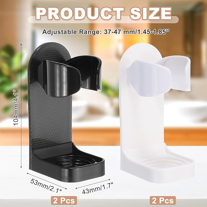 uxcell 4Pcs Electric Toothbrush Holder, Adjustable Wall Mounted Plastic Toothbrush Organizer Adhesive Storage Organizer Stand for Bathroom Tooth Brush Toothpaste Storage, Black/White