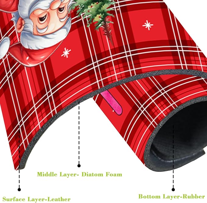 Chrismas Sink Splash Guard Faucet Mat Christmas Absorbent Fast Drying Mat Sink Gadgets Splash Guard Behind Faucet Drip Catcher for Kitchen Bathroom 15.5"X5.5"