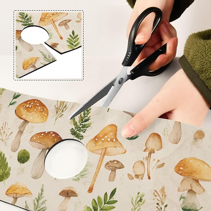 Kitchen Sink Splash Guard 1 PC 14.7 Inch Sink Faucet Mat Splash Guard for Bathroom Countertop Water Absorbent Foldable Cuttable Soft Washable Watercolor Mushrooms Beige