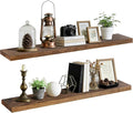 Floating Wall Shelf 48x6.8x1.7 Inch – Solid Wood Shelf in Dark Oak Finish – Extra Long Wall Mounted Rustic Display Shelf for Living Room, Kitchen, Bedroom, Office – Set of 2