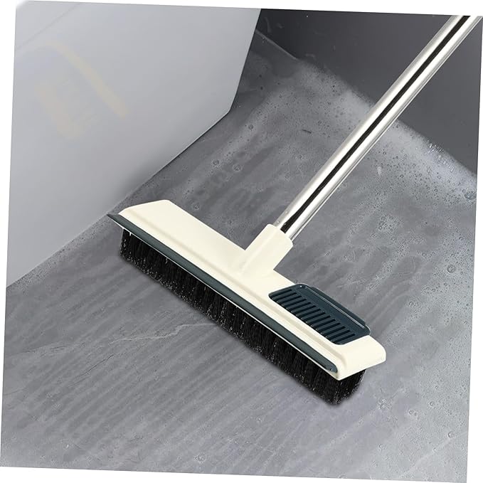 Long Handle Floor Scrubber Brush for Bathroom Cleaning Sturdy Scrub Brush with Strong Bristles for Grout and Corners Efficient Home Cleaning Tool White