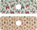 Bows Holly Bell Beige Gingerbread Snowflakes Kitchen Sink Splash Guard Sink Faucet Mat Faucet Handle Drip Catcher Drain Mats for Kitchen Bathroom Countertop Absorbent Dish Drying Pad 2Pack 14