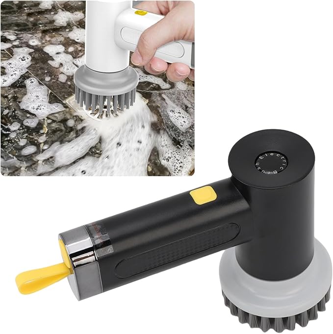 Electric Rotating Cleaning Brush, Cordless Scrubber Shower Bathroom Cleaner for Kitchen Tile Window Floor (Black)