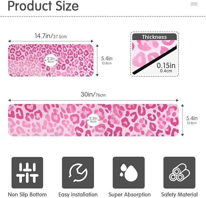 Kitchen Sink Splash Guard 1 PC 14.7 Inch Sink Faucet Mat Splash Guard for Bathroom Countertop Water Absorbent Foldable Cuttable Soft Washable Gradient Pink Leopard Print
