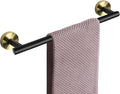 NearMoon Bath Towel Bar, Thicken Stainless Steel Shower Towel Rack Holder Wall Mounted for Bathroom, 18-lnch Overall Length-16-lnch Usable Hanging Space (1 Pack, Matte Black & Gold)