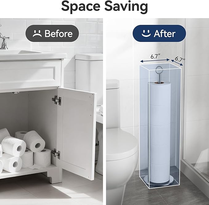 Toilet Paper Holder Stand - with Reserve Function, Free-Standing Toilet Paper Storage Holder, Stainless Steel