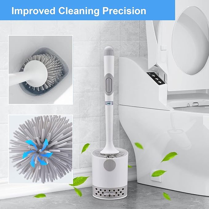 Toilet Bowl Brush and Holder | Toilet Scrubber - Long-Handle Ergonomic Attachment Scrubber Cleaning Tool Scrub-Resistant Bristles for Apartment Shower Bathroom RV Grout Restoration Sink Stone Floor