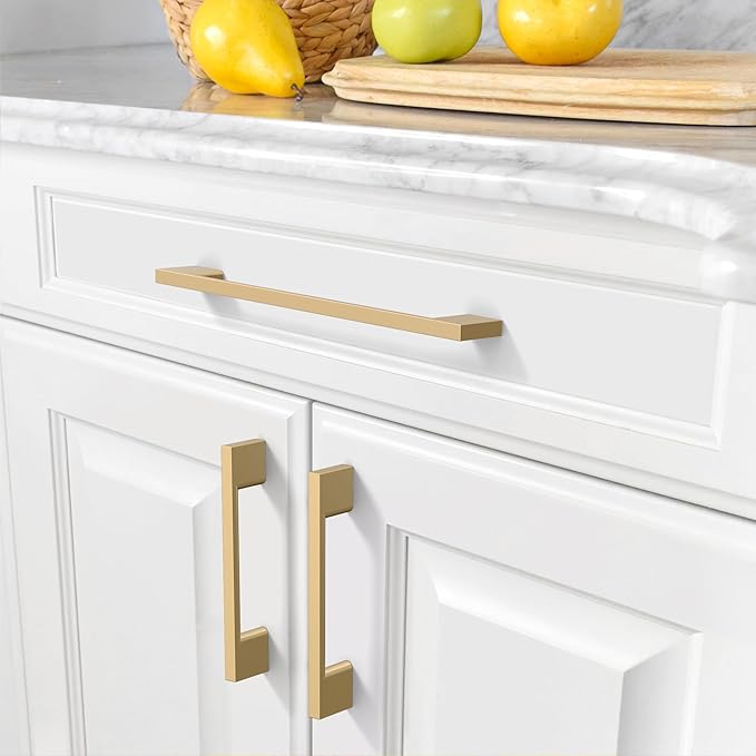 Amerdeco 10 Pack Champagne Bronze Cabinet Pulls 7.5 Inch(192MM) Hole Centers Kitchen Cabinet Handles Cabinet Hardware Kitchen Handles for Cabinets Cupboard Handles Drawer Pulls ZH0060