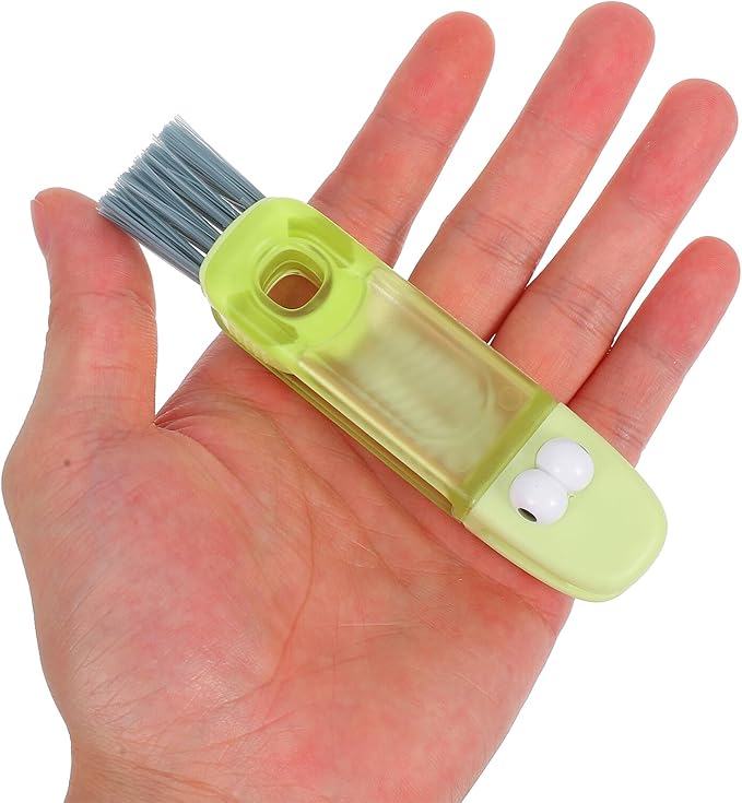 Milisten 3-in-1 Cup Lid Cleaning Brush for Tight Spaces, Portable Kitchen Brush with Crevice Gap Cleaner, Multifunctional Bottle and Straw Scrubber, Mint Green Small Household Tool