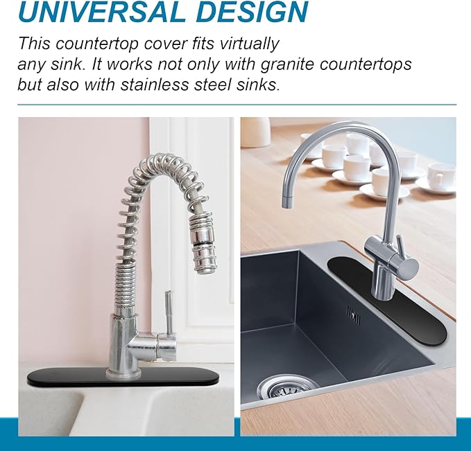 BokWin 10-Inch Faucet Deck Plate, Stainless Steel Sink Hole Cover in Black, Quick Installation for Single Hole Faucet to Cover Unused Holes on Kitchen or Bathroom Sink