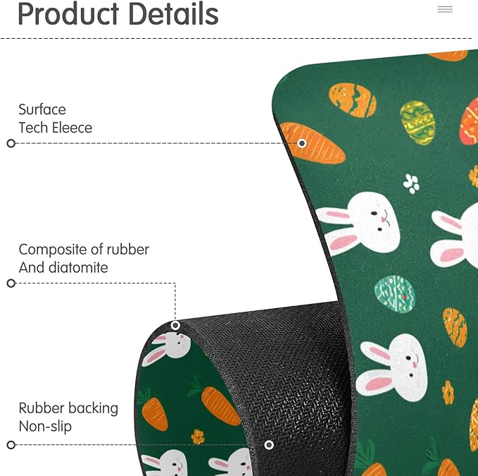 Kitchen Sink Splash Guard 1 PC 14.7 Inch Sink Faucet Mat Splash Guard for Bathroom Countertop Water Absorbent Foldable Cuttable Soft Washable Deep Green Easter Rabbit Eggs Carrots