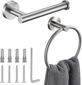 Brushed Nickel Toilet Paper Holder and Hand Towel Ring Set 2 Pieces Bathroom Hardware Accessories Set SUS 304 Stainless Steel Heavy Duty Wall Mounted Bathroom Holder…
