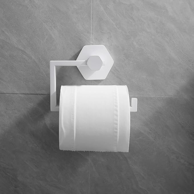 GERZWY Bath Toilet Paper Holder SUS 304 Stainless Steel Hotel Square Tissue Roll Holder Wall Mount, White Finish