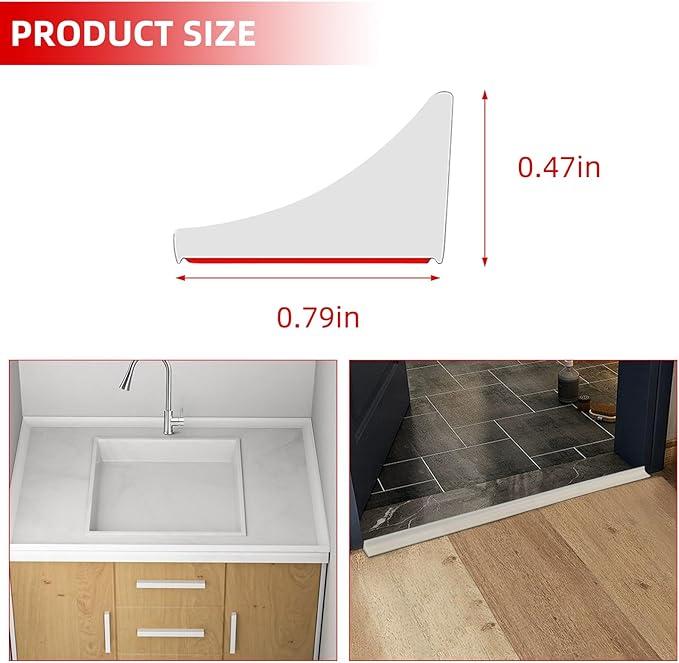 Shower Threshold Water Dam, 98" Transparent Silicone Water Barrier Flexible Seal Strip, Self-Adhesive Splash Guard for Sink Tops, Shower Door Bottom, Bathroom