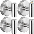 Suction Cup Hooks for Shower - Bathroom Reusable Hooks for Towels, Robes & Loofah - No-Drill Mounting on Kitchen,Walls,Metal,Glass,Mirrors,Tile & Smooth Non-Porous Surfaces (4, Brushed Nickel)
