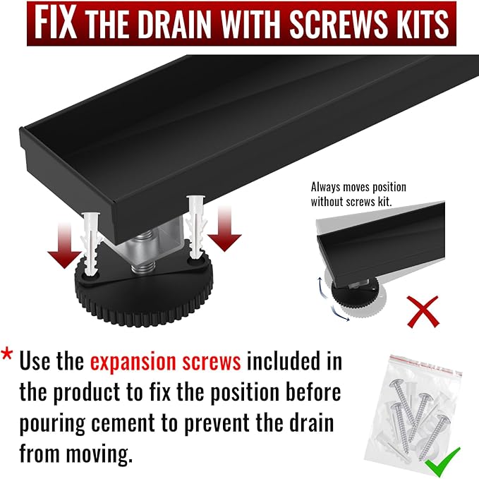 32 Inch Linear Shower Drain, Matte Black Shower Drain,Removable Grate, 304 Stainless Steel, Easy to Install and Clean for Bathrooms (Drain Base Not Included), LSD-01A-32B