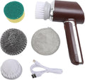 Electric Spin Scrubber, Water Proof Cordless Rechargeable Cleaning Brush Electric Scrubber Cleaning Tools with 5 Heads for Bathrooms Kitchen Indoors Outdoors