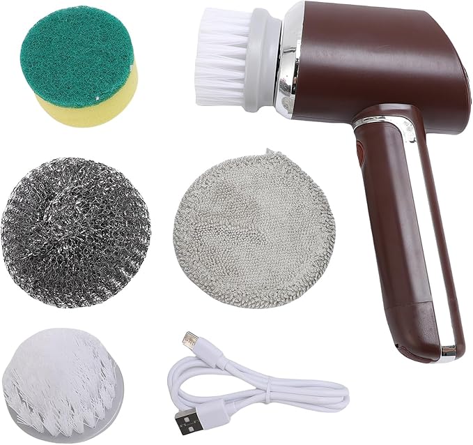 Electric Spin Scrubber, Water Proof Cordless Rechargeable Cleaning Brush Electric Scrubber Cleaning Tools with 5 Heads for Bathrooms Kitchen Indoors Outdoors