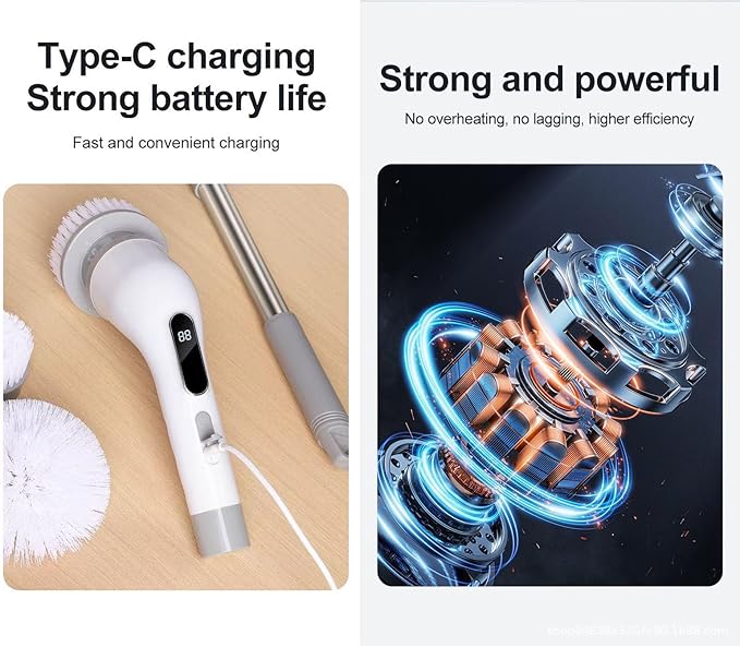 Electric Spin Scrubber, Cordless Cleaning Brush Scrubber for Home, 9 Replaceable Brush Heads 3 Speeds for Bathroom Shower Bathtub Glass Car