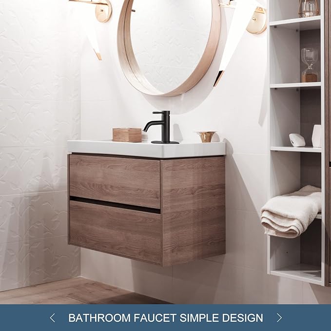 Black Bathroom Faucet Single Hole Bathroom Sink Faucet Vanity Single Handle Matte Black Modern RV Faucet 1 Hole or 3 Hole Deck Plate，Water Supply Lines