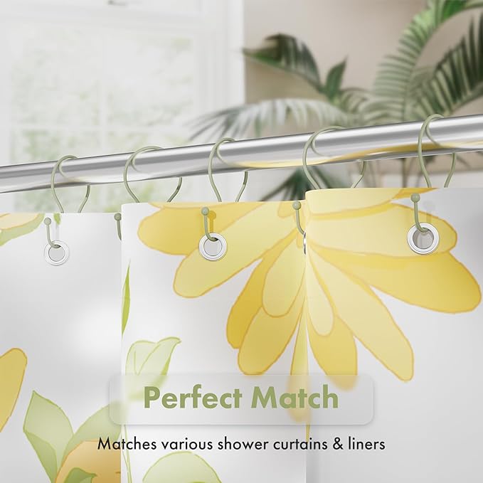 AmazerBath Shower Curtain Hooks Sage Green Shower Curtain Rings, Simple Double Hook Shower Curtain Hooks Rust Proof, Smooth Sturdy Metal Shower Hooks for Shower Curtain Rod, 12 Pcs Shower Rod Hooks