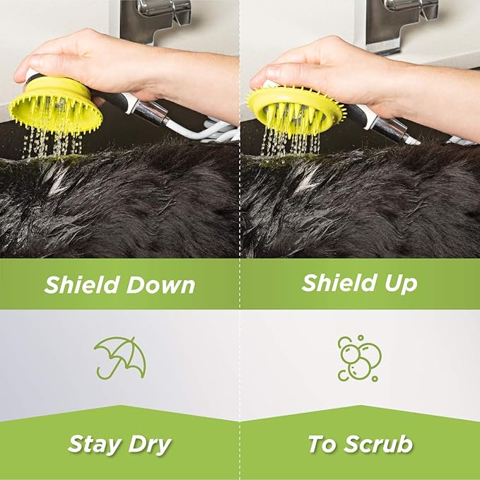 Wondurdog Quality Sink Faucet Pet Wash Kit with Splash Shield Handle and Rubber Grooming Teeth. Fits Kitchen, Bathroom, Utility & Laundry Sink Faucets. Bonus Garden Hose Attachment
