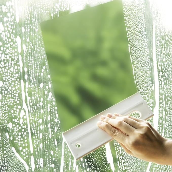 Cabilock Silicone Squeegee for Shower Glass and Window Cleaning, Small White Bathroom Silicone Scraper for Mirror, Tile, Car Windows, Wall Surfaces, Hanging Soft Rubber Squeegee Tool