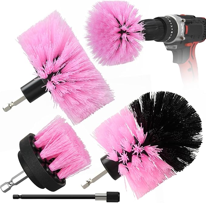 4pcs Drill Brush Attachment Kit, 2025 New Grout Drill Brush Set, All Purpose Power Scrubber Cleaning Kit for Bathtubs, Tile Grout Lines, Bathroom, Showers, Tile, Tile Seams
