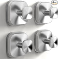4Pack Suction Cup Hooks for Shower, Bathroom, Glass Door – Heavy Duty Waterproof Suction Hooks for Towel, Loofah, Bath Robe and Wreath Hanging – No Drill Removable Hook, Brushed Silver