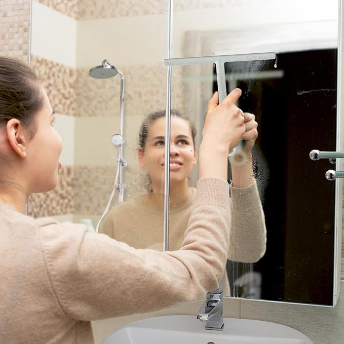 Splash Home Jasmine Eco-Friendly Shower Squeegee, Grey