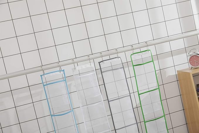 ALYER Hanging Storage Shower Caddy Organizer,Mesh Pockets for Bathroom,Closet,Pantry (Gray)