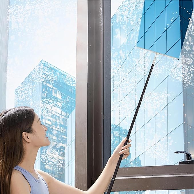 17.3″-60″ Telescopic Squeegee for Window Cleaning, Shower Squeegee for Glass Doors, Outdoor Window Cleaner Tool for Car Windshield Floor Tile Wall