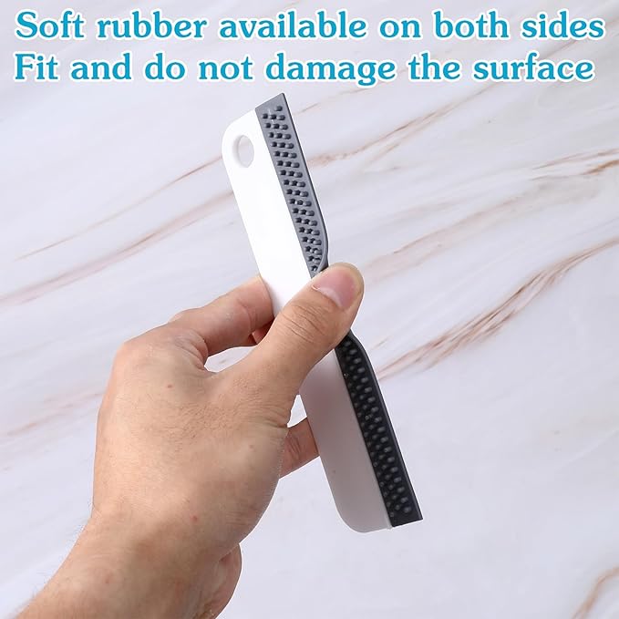 2 Pack Mini Soft Rubber Squeegees, 6.38'' All-Purpose Super Flexible Blade, Multi-Use Cleaning & Installation Tool, Suitable for Mirrors, Countertops, Also Ideal for Car Vinyl Wrapping (Blue)