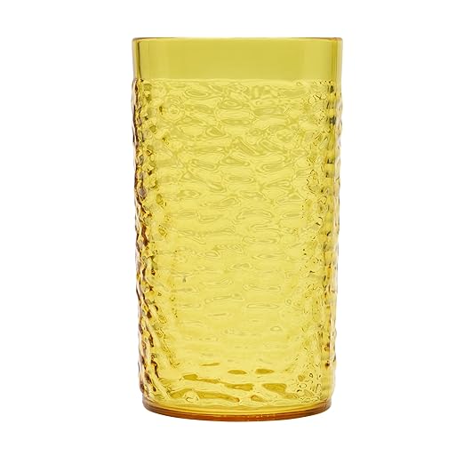 G.E.T. 3316-Y-EC Heavy-Duty Shatterproof Plastic Pebbled Tumbler, 16 Ounce, Yellow (Set of 4)