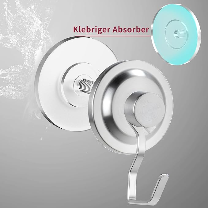YIGII Suction Hanging Towel Hooks - Bathroom Hooks Without Drilling, Strong Towel Holder – Waterproof & Rustproof, Silver (4-Pack)