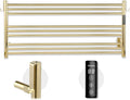 K&KALONZO Towel Warmer for Bathroom, Wall-Mounted 9-Bar Heated Towel Rack with Built-in Timer, Waterproof Electric Towel Heater, Support Plug-in and Hardwired, Polished Gold, EL13L