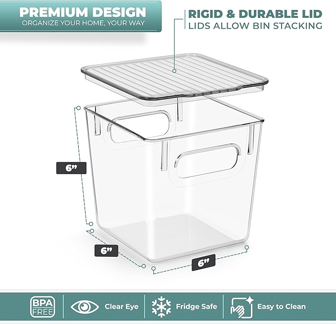 Sorbus Small Clear Plastic Storage Bins with Lids, Clear Stackable Storage Bins, Laundry Room Organizer Bins, Office, Classroom, Playroom, Bathroom, Laundry Room Organization and Storage (8 Pack)