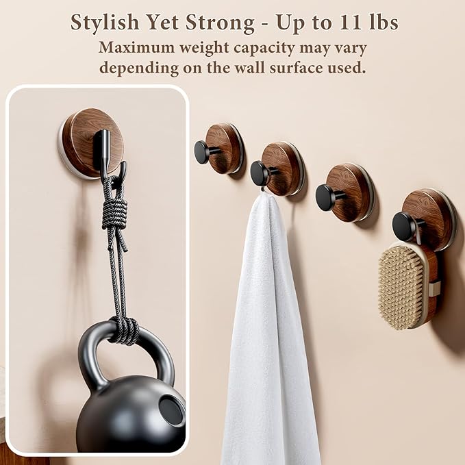 Suction Cup and Adhesive Tape Double Locking Hook,Wall Hook,Towel Hook, Shower Hook,for Bathroom,Kitchen,Loofah, Towel,Coat,Heavy Duty,Waterproof & Rustproof,Reusable(Dot Shape, 2 Counts)