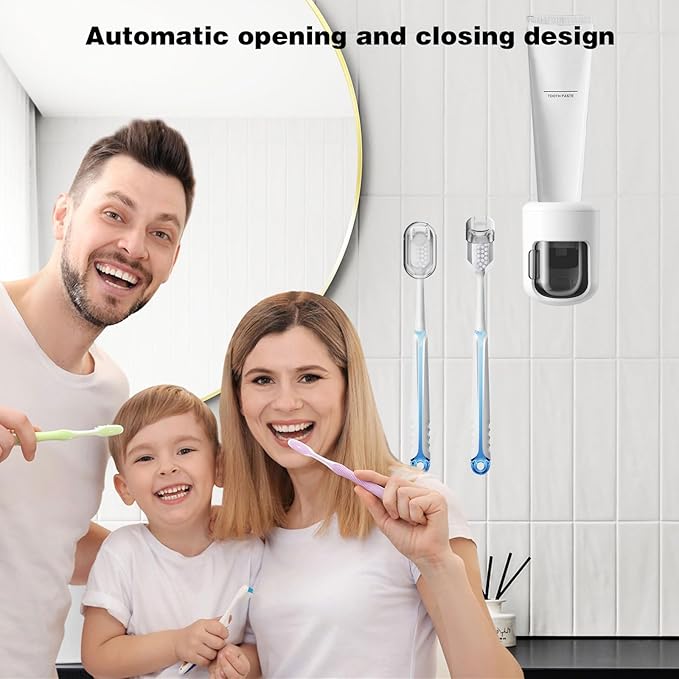 Toothbrush Holder 2-Pack, Dustproof Electric Toothbrush Holder Wall Mounted Adhesive Toothbrush Heads Organizer for Bathroom, Family & Travel(No Drilling)