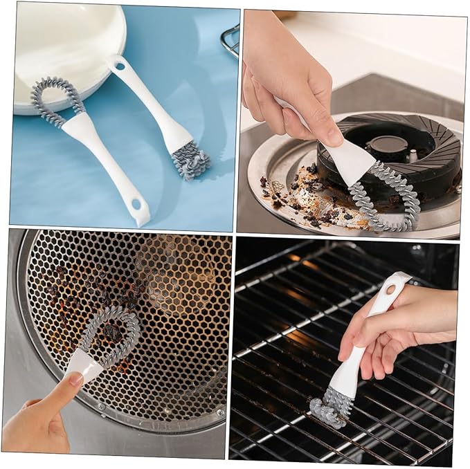 2pcs Kitchen Crevice Cleaning Brush Set with Strong Scrub Bristles, U-Shaped and Bent Design, Multifunctional Grout Cleaner Tool for Stove, BBQ Grill, and Narrow Gap Cleaning