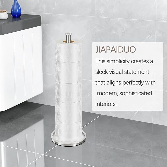 Toilet Paper Holder Stand with Reserve Function, Brushed Nickel Toilet Roll Holder Free Standing, Toilets Paper Storage Stand for 5 Rolls of Toilets Papers，Modern Design