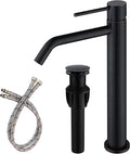 Oil Rubbed Bronze Vessel Sink Faucet with Pop Up Drain and Supply Lines, Stainless Steel Bronze Vanity Faucet Single Hole, JXMMP 1 Handle Bathroom Faucet Oil Rubbed, JXM1001ORB