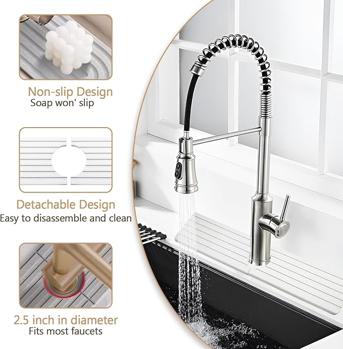 Quick Drying Stone Faucet Mat for Kitchen, Super Absorbent Diatomite Sink Tray Fast Drying Splash Guard, Durable Protector for Kitchen Sink/Bathroom Counter(15.8" x 3.9",White)