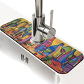 Kitchen Sink Splash Guard，Colored glass bottles Faucet Mat Sink Gadgets-Super Absorbent Fast Drying Mat Drip Catcher for Kitchen, Bathroom,Sink Mat, Dish Drying Mat, Bathroom(15" X 5.5" )