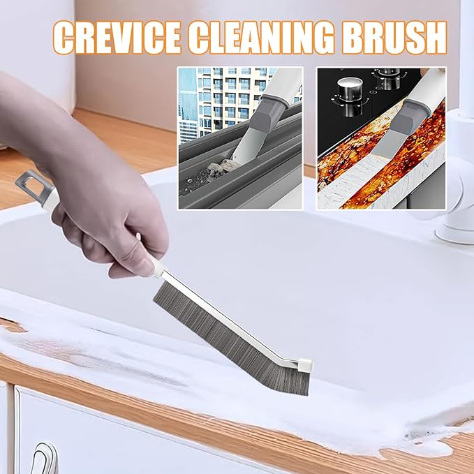 Crevice Cleaning Brush - Grout Scrub Brush | Gaps Cleaning Tool | Stainless Steel Scraper for Grout Toilet Baseboard Window Screen Machine Bathroom Household Stove Slide Door Kitchen